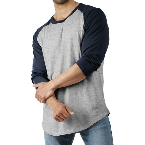 Hat and Beyond Men's Basic Baseball Raglan 3/4 Sleeve Athletic Crew Neck T-Shirts