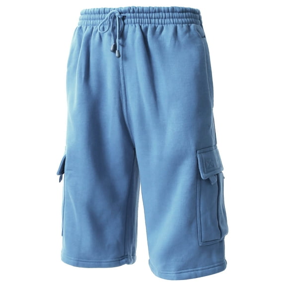 Hat and Beyond Men's Basic Casual Comfort Fleece Cargo Sweat Shorts with Drawstring