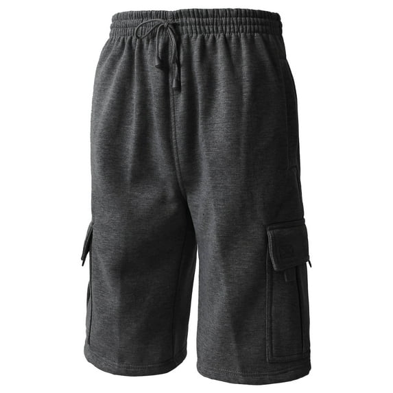 Hat and Beyond Men's Basic Casual Comfort Fleece Cargo Sweat Shorts with Drawstring