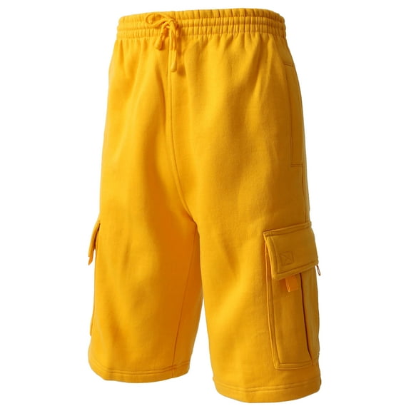 Hat and Beyond Men's Basic Casual Comfort Fleece Cargo Sweat Shorts with Drawstring