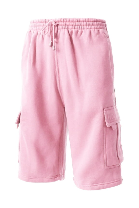 Men's Basic Casual Comfort Fleece Cargo Sweat Shorts with Drawstring