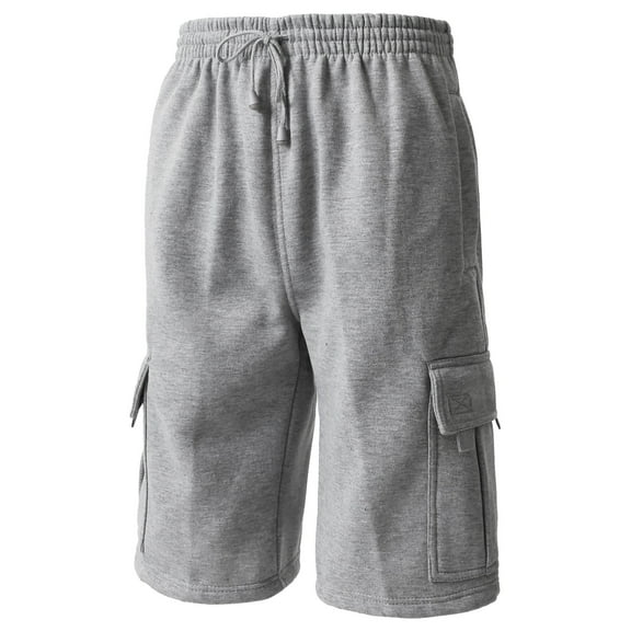 Hat and Beyond Men's Basic Casual Comfort Fleece Cargo Sweat Shorts with Drawstring