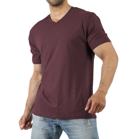 Hat and Beyond Men's Basic Short Sleeve Solid Cotton V Neck Tee Shirts
