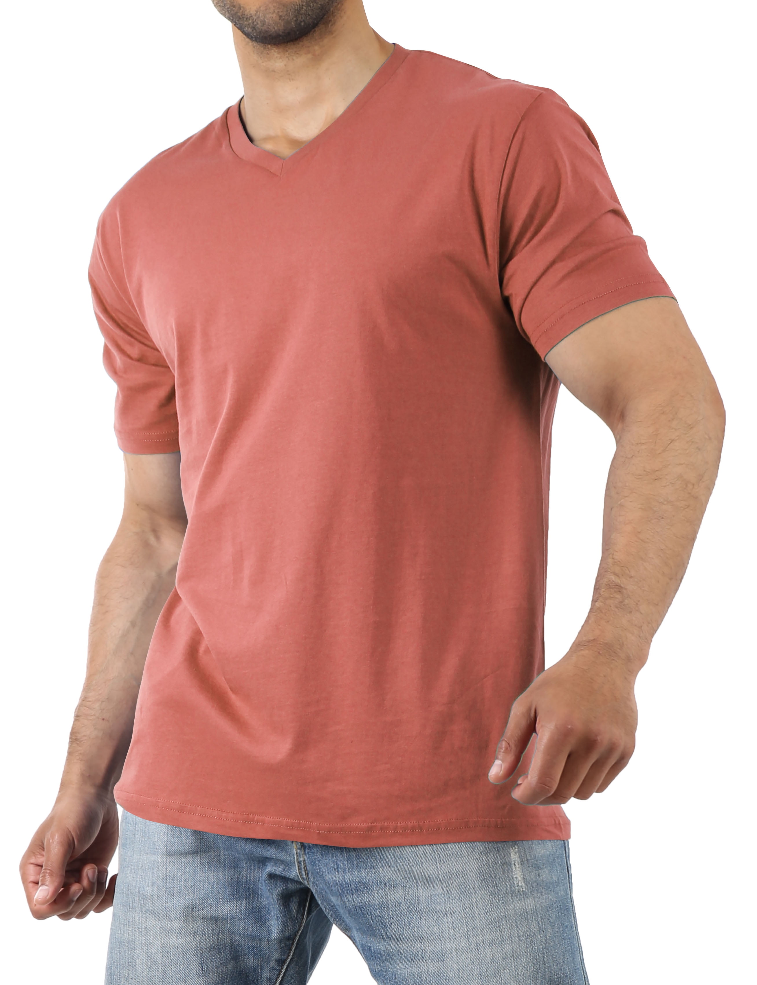 Hat and Beyond Men's Basic Short Sleeve Solid Cotton V Neck Tee Shirts ...