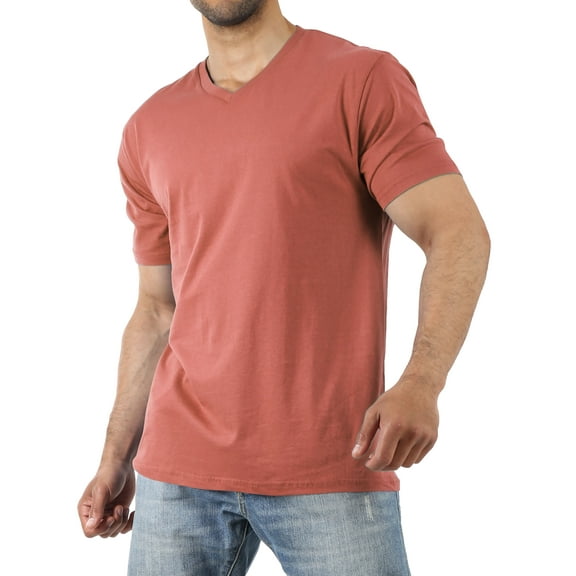 Hat and Beyond Men's Basic Short Sleeve Solid Cotton V Neck Tee Shirts