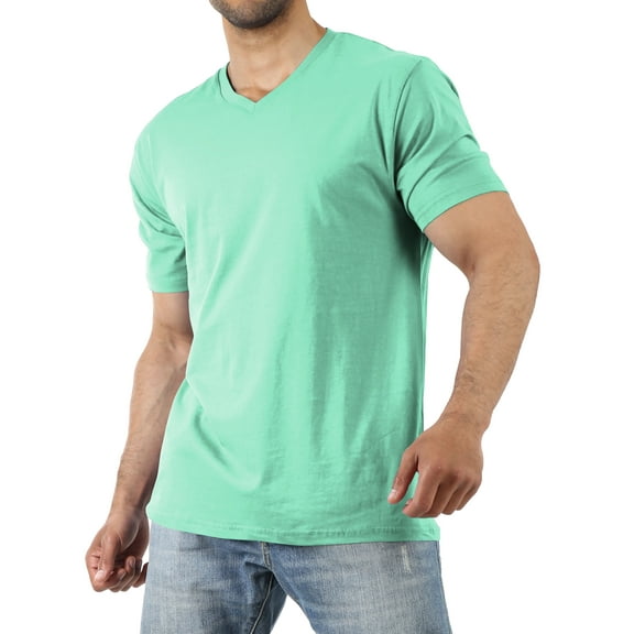 Hat and Beyond Men's Basic Short Sleeve Solid Cotton V Neck Tee Shirts