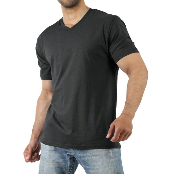Hat and Beyond Men's Basic Short Sleeve Solid Cotton V Neck Tee Shirts
