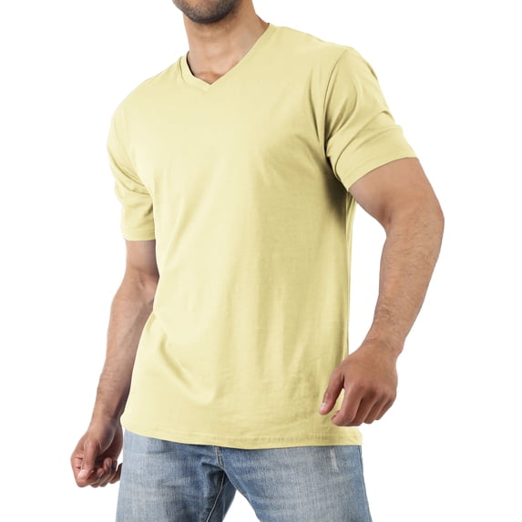 Hat and Beyond Men's Basic Short Sleeve Solid Cotton V Neck Tee Shirts