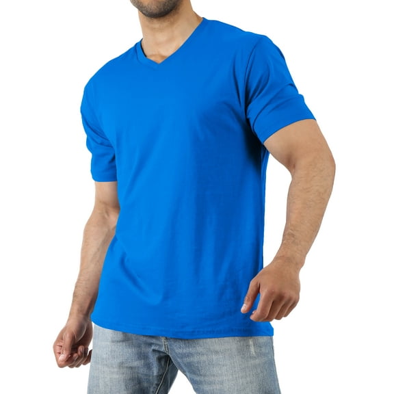 Hat and Beyond Men's Basic Short Sleeve Solid Cotton V Neck Tee Shirts