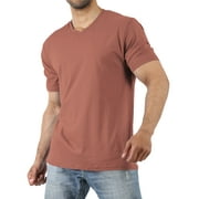 Hat and Beyond Men's Basic Short Sleeve Solid Cotton V Neck Tee Shirts