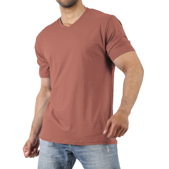 Hat and Beyond Men's Basic Short Sleeve Solid Cotton V Neck Tee Shirts