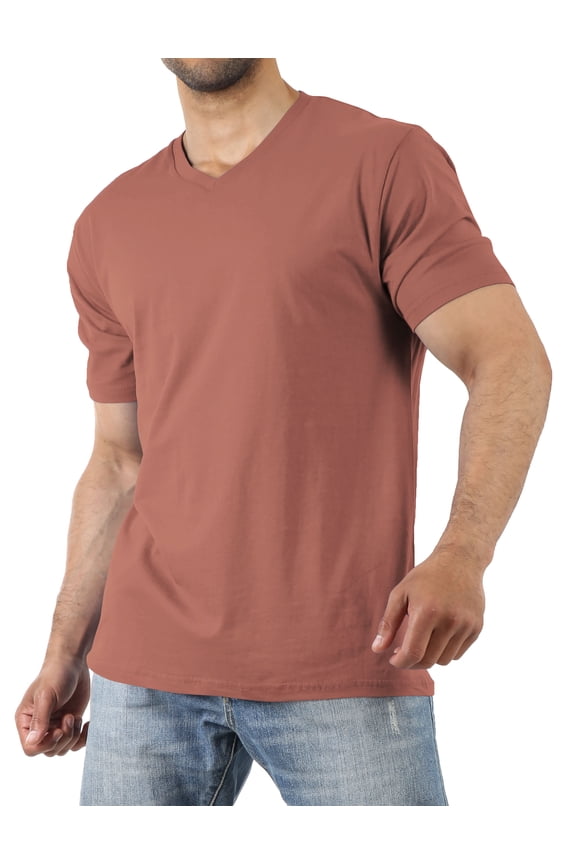 Men's Basic Short Sleeve Solid Cotton V Neck Tee Shirts
