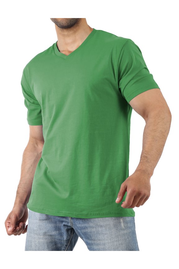 Men's Basic Short Sleeve Solid Cotton V Neck Tee Shirts