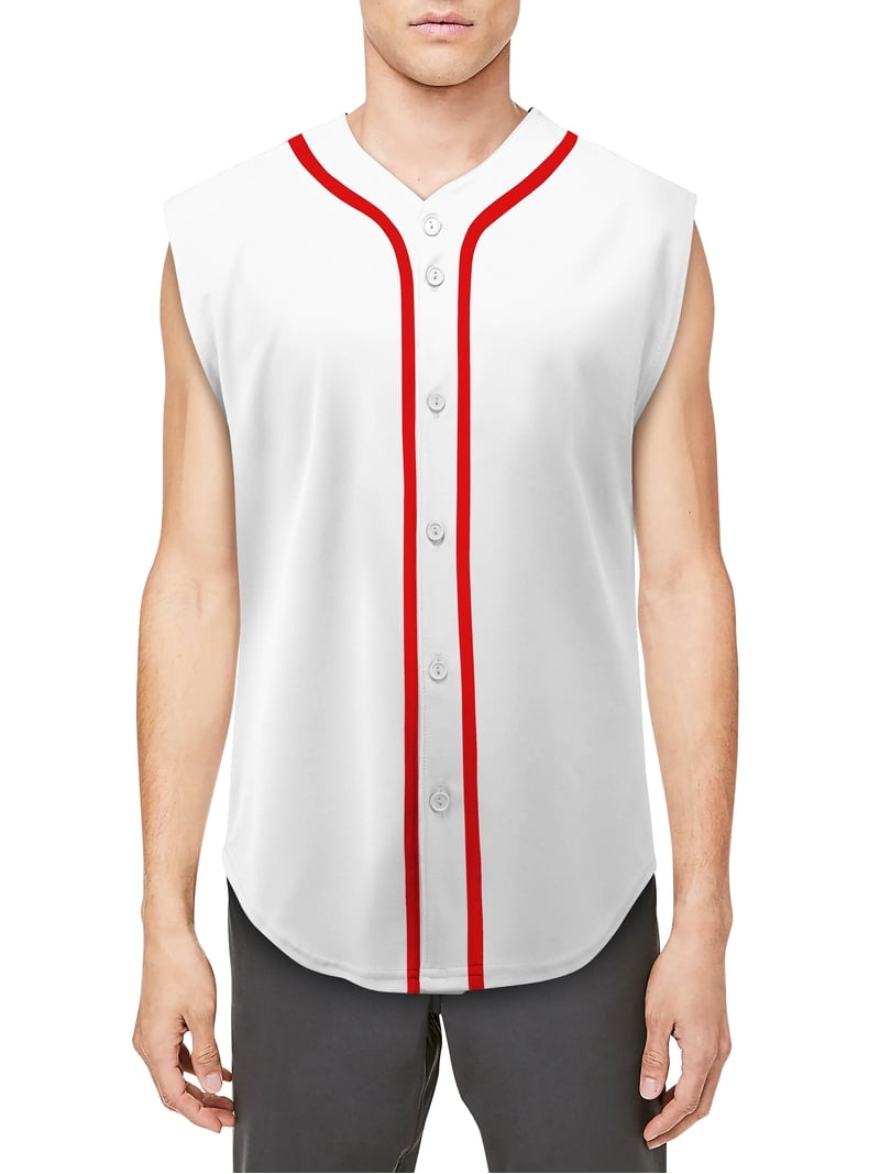Hat and Beyond Men's Button Down Sleeveless Baseball Jersey