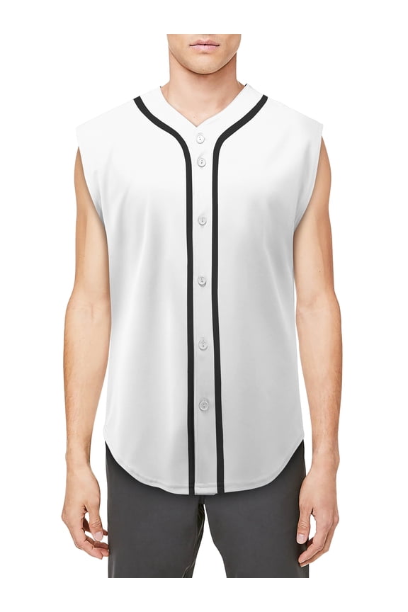 Men's Button Down Sleeveless Baseball Jersey Softball Tank Top