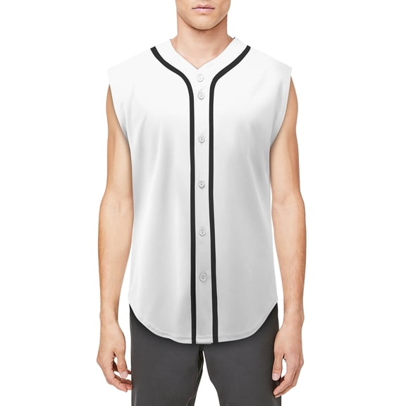 Hat and Beyond Men's Button Down Sleeveless Baseball Jersey Softball Tank Top
