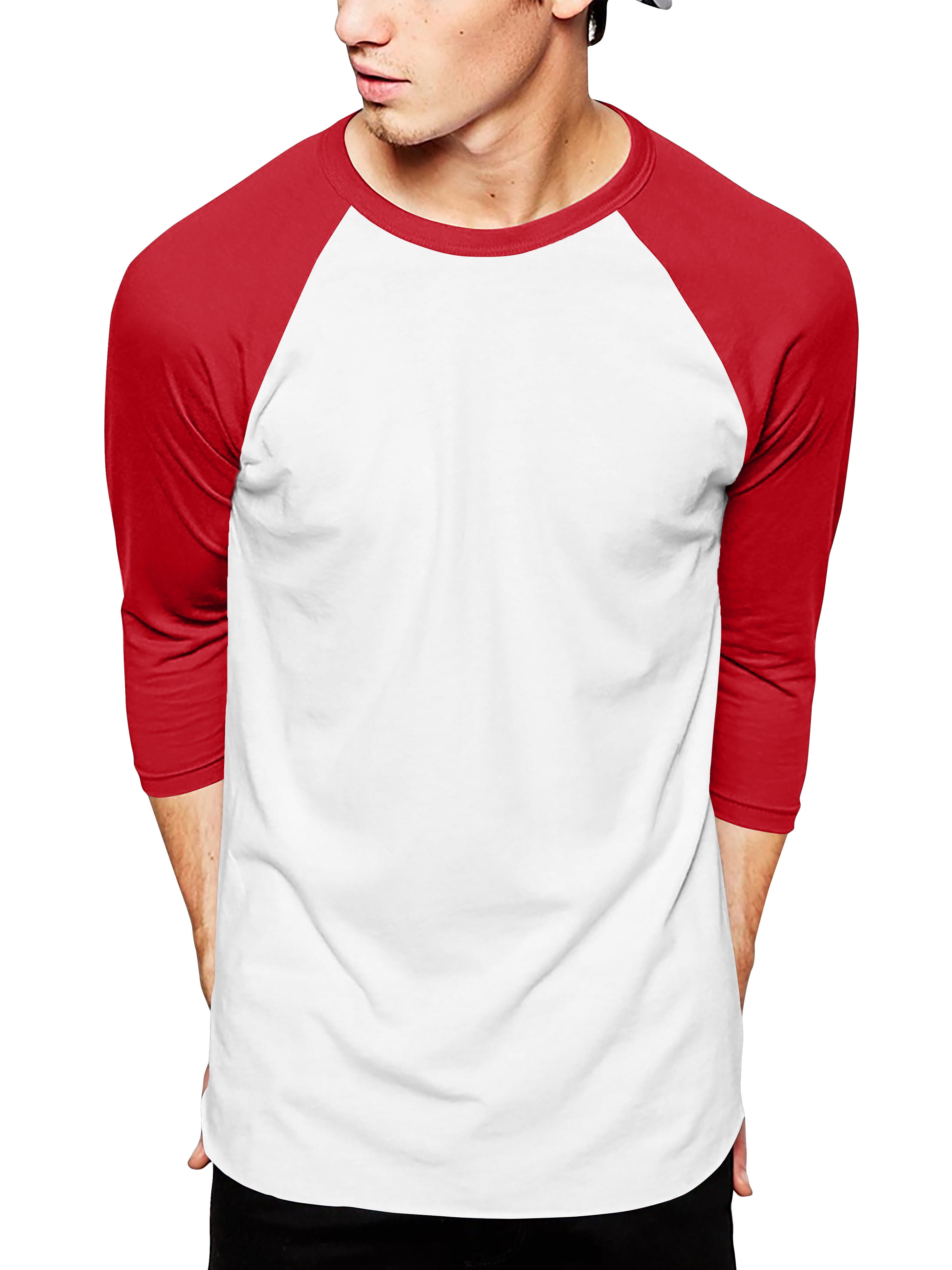 Skinni Minni Kids Baseball T-Shirt - Long Sleeve Raglan Tee For Boys & Girls (5-6 Years, White/Red)