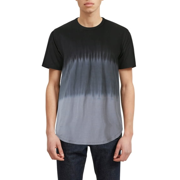 Hat and Beyond Men's Casual Hipster Curved Hemline Three Tone Dyed Short Sleeve Tee Shirt