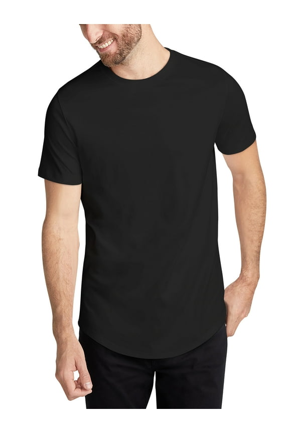 Men's Casual Hipster Round Hemline Side Zipper Tee Shirt