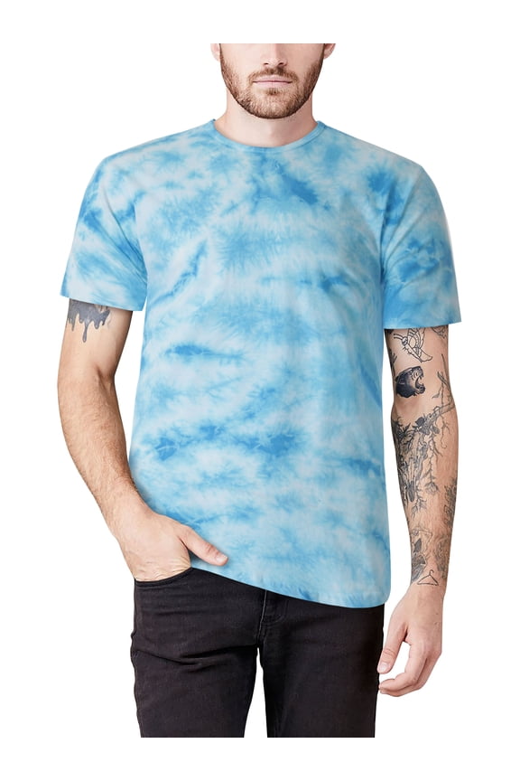 Men's Casual Hipster Round Hemline Tie Dye Short Sleeve Tee Shirt