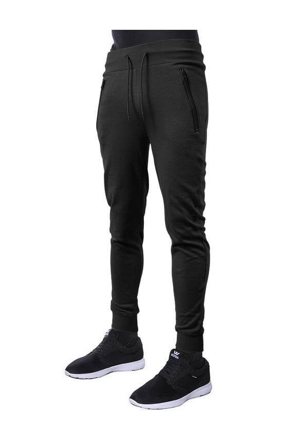 Men's Casual Lightweight French Terry Joggers with Zipper Pockets