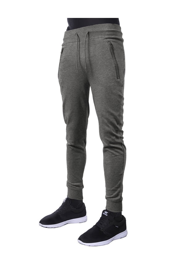 Men's Casual Lightweight French Terry Joggers with Zipper Pockets