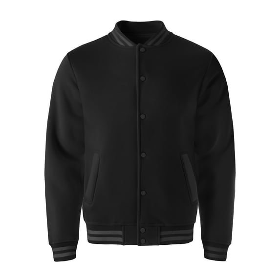 Hat and Beyond Men's Classic Striped Collar Button Down Letterman Varsity School Jacket with Side Pockets