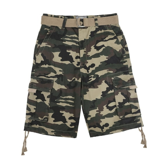 Hat and Beyond Men's Comfort Utility Multi Pockets Twill Cargo Shorts with Belt