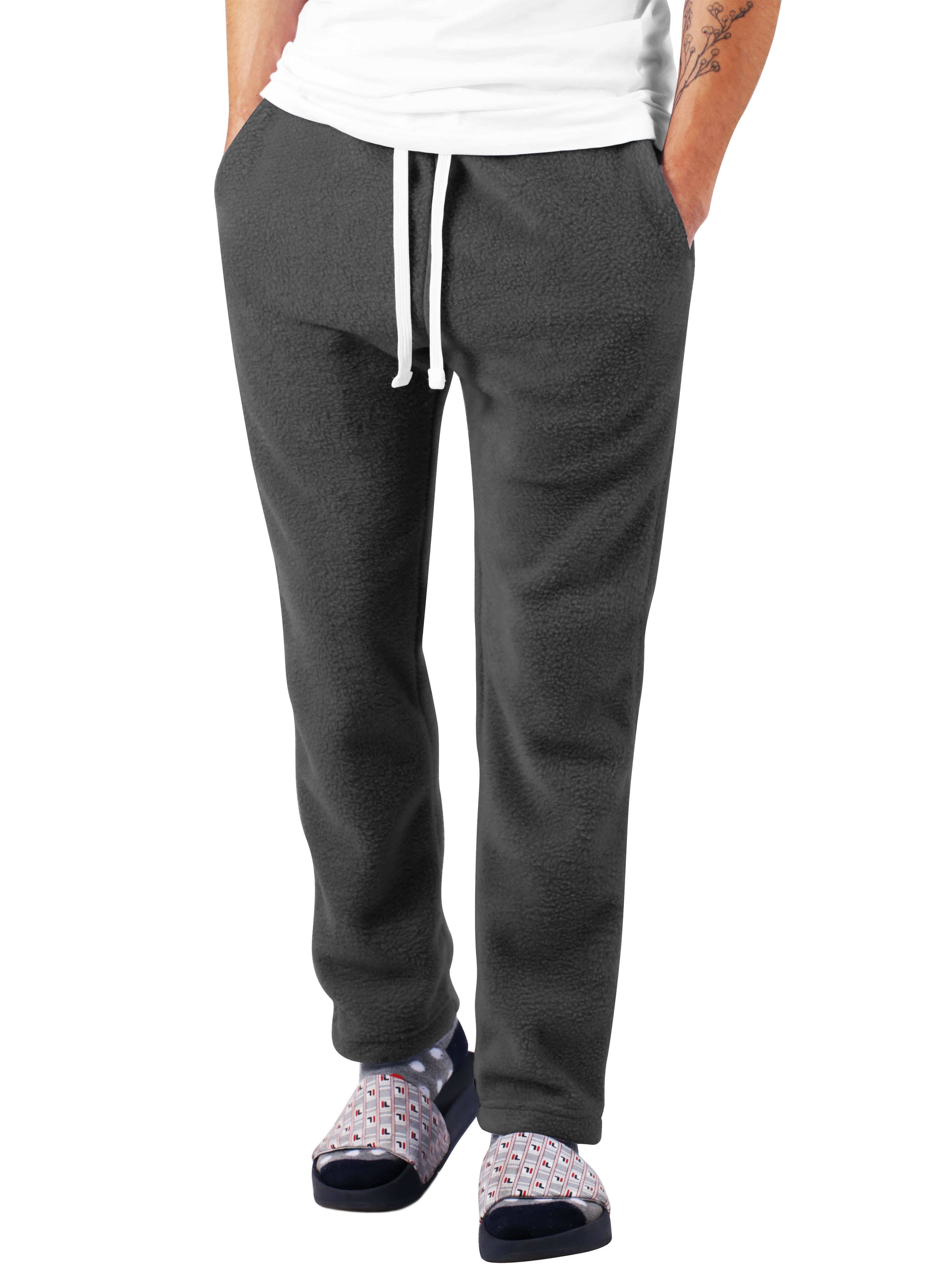 Hat and Beyond Men s Cozy Sweatpants Straight Fit Fuzzy Knit