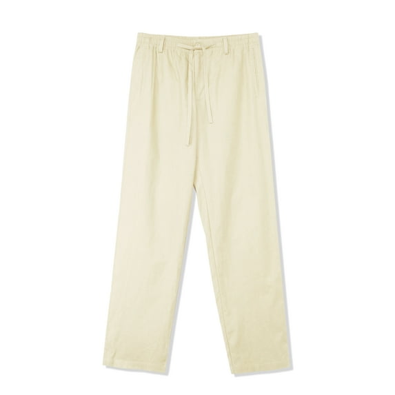 Hat and Beyond Men's Drawstring Linen Pants with Soft Skin Fabric