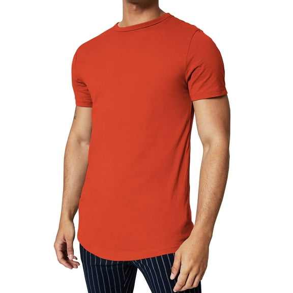 Hat and Beyond Men's Elongated Longline Hip Hop Casual T-Shirts Big and Tall
