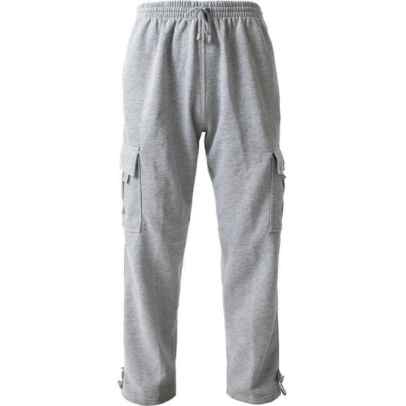 Hat and Beyond Men's Fleece Cargo Sweatpants Heavy Weight with Utility Pockets