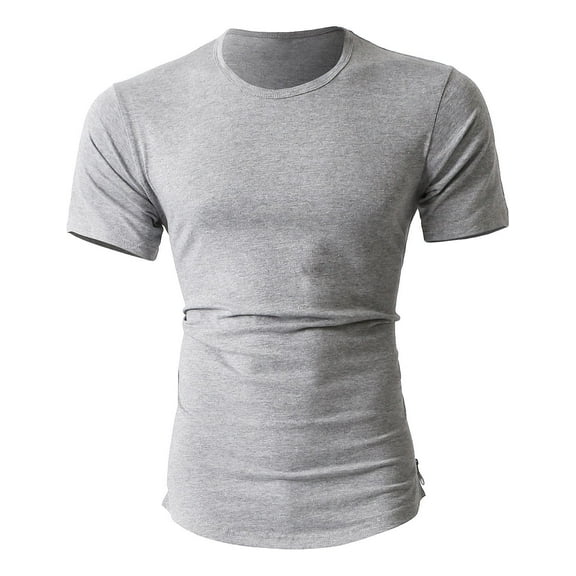 Hat and Beyond Men's Hip Hop Longtail Slim Fit Crew Neck Tee Shirts with Side Zipper