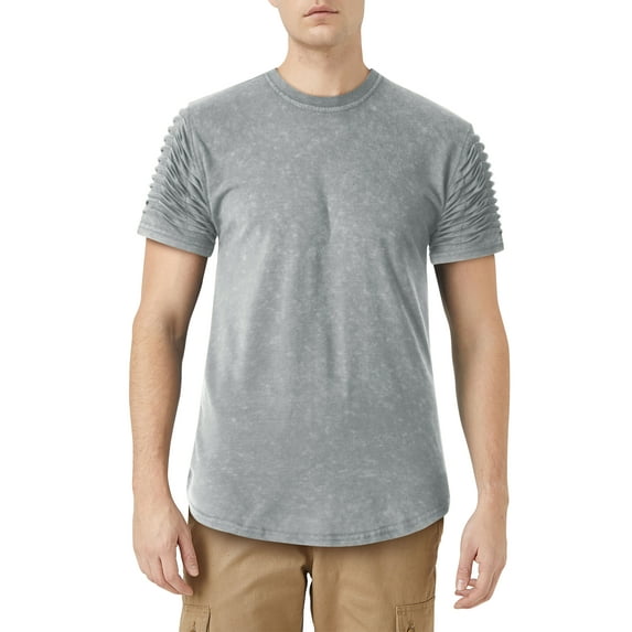 Hat and Beyond Men's Hipster Velour Round Hemline Ribbed Tee Shirt