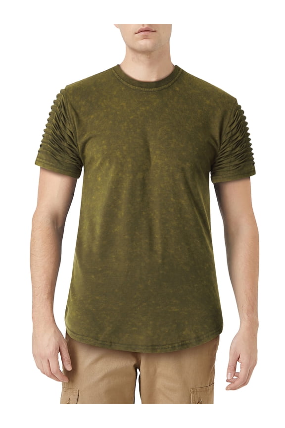 Men's Hipster Velour Round Hemline Ribbed Tee Shirt