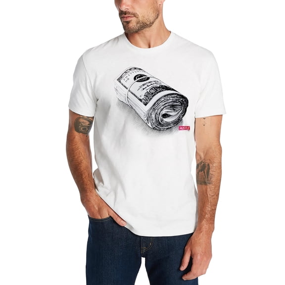Hat and Beyond Men's Image Print Hundred Dollar Cash Roll Crew Neck Tee Shirt