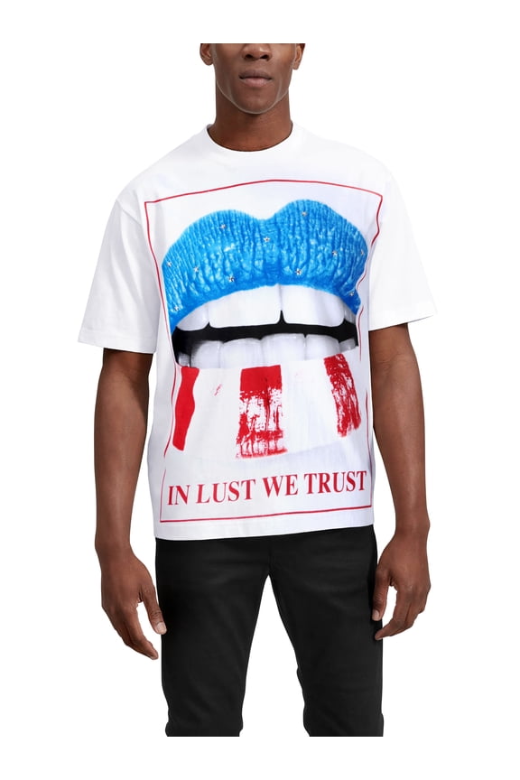 Men's Image Print Lust Lips American Colors Tee Shirt