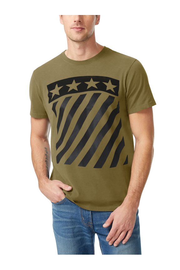 Men's Image Print Stars and Stripes Patriotic Crew Neck Tee Shirt