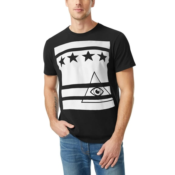 Hat and Beyond Men's Image Print The Eye of Providence Stars Stripes Tee Shirt
