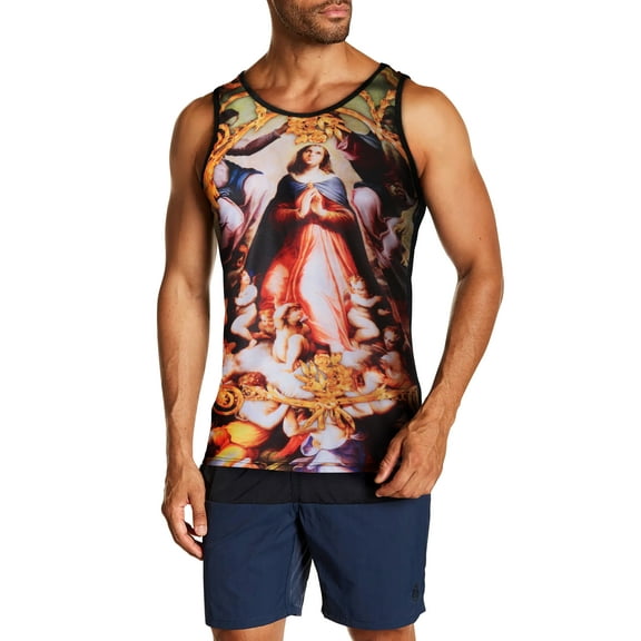 Hat and Beyond Men's Image Print The Virgin Mary Moisture Wicking Tank Top