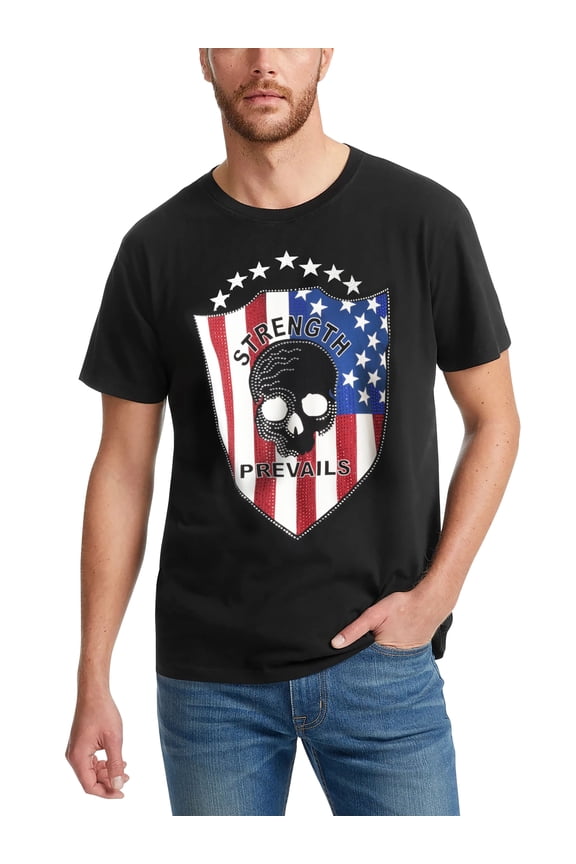 Men's Image Print United States of America Skull Shield Gemstone Tee Shirt