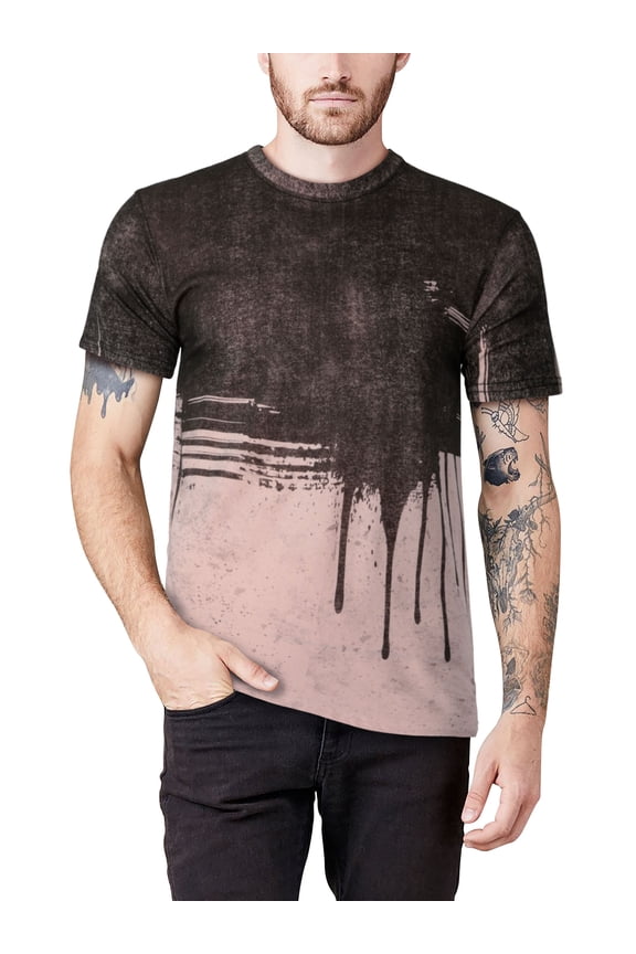 Men's Ink Drip Image Print Crew Neck Short Sleeve Tee Shirt