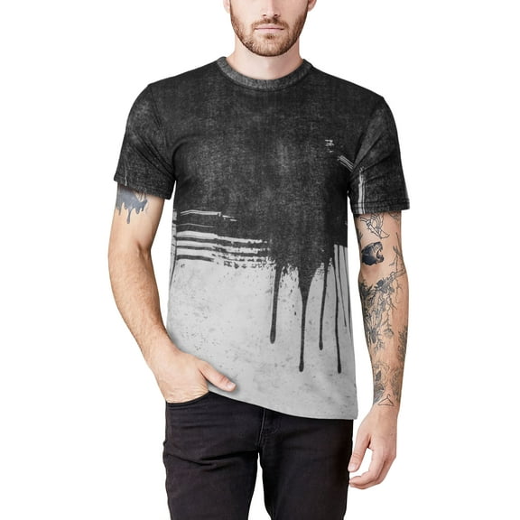 Hat and Beyond Men's Ink Drip Image Print Crew Neck Short Sleeve Tee Shirt