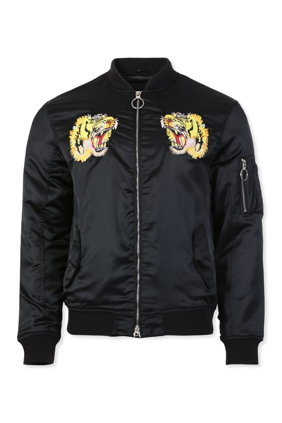 Men's Legendary Japanese Asian Folklore Embroidered Patch Bomber Jacket