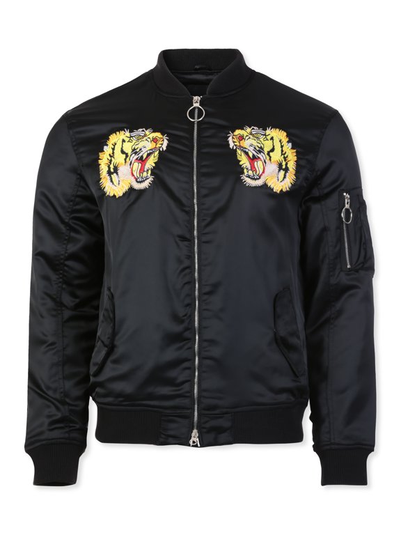 Men's Legendary Japanese Asian Folklore Embroidered Patch Bomber Jacket