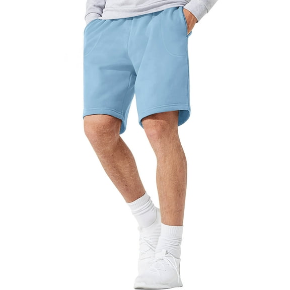 Hat and Beyond Men's Lightweight Brushed Fleece Elastic Sweat Shorts with Pockets