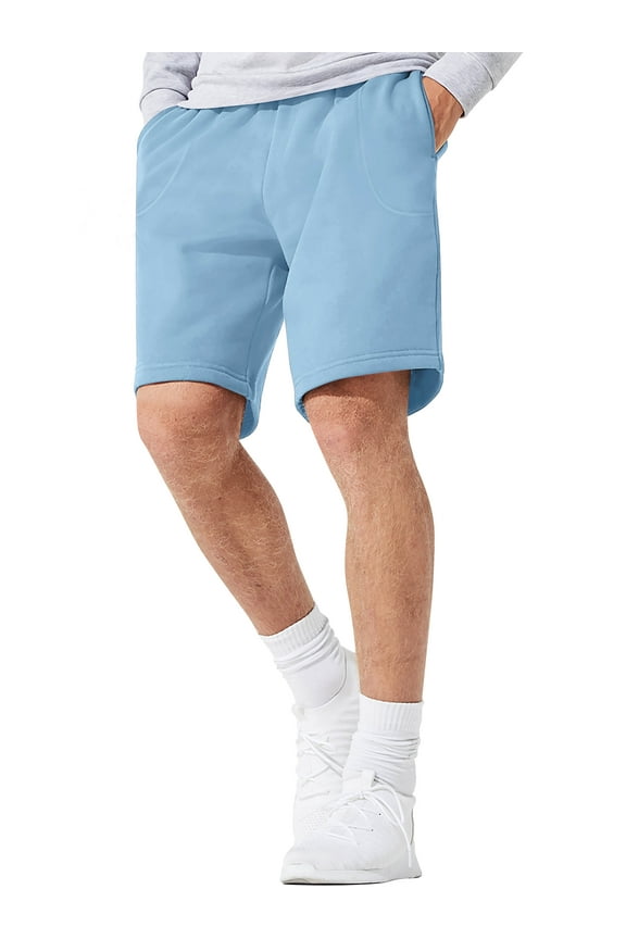 Men's Lightweight Brushed Fleece Elastic Sweat Shorts with Pockets