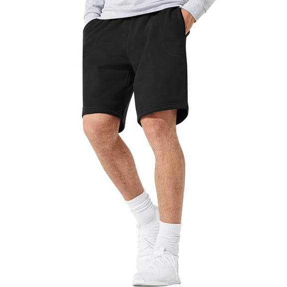 Hat and Beyond Men's Lightweight Brushed Fleece Elastic Sweat Shorts with Pockets