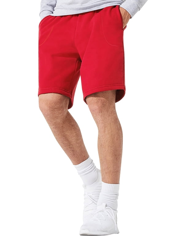 Men's Lightweight Brushed Fleece Elastic Sweat Shorts with Pockets