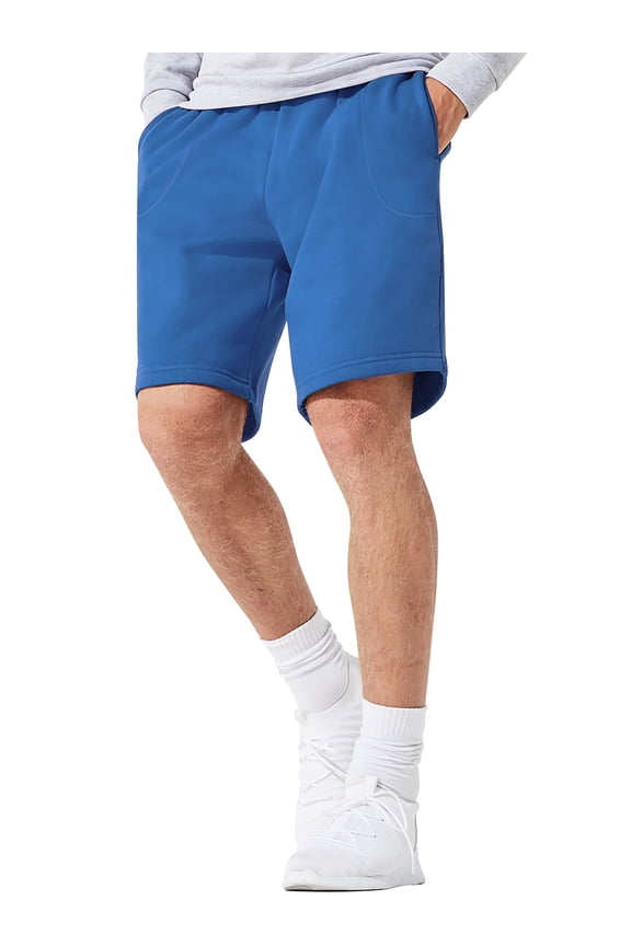 Men's Lightweight Brushed Fleece Elastic Sweat Shorts with Pockets
